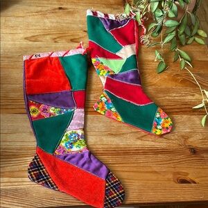 Vintage Multicolor Patchwork Holiday Stockings